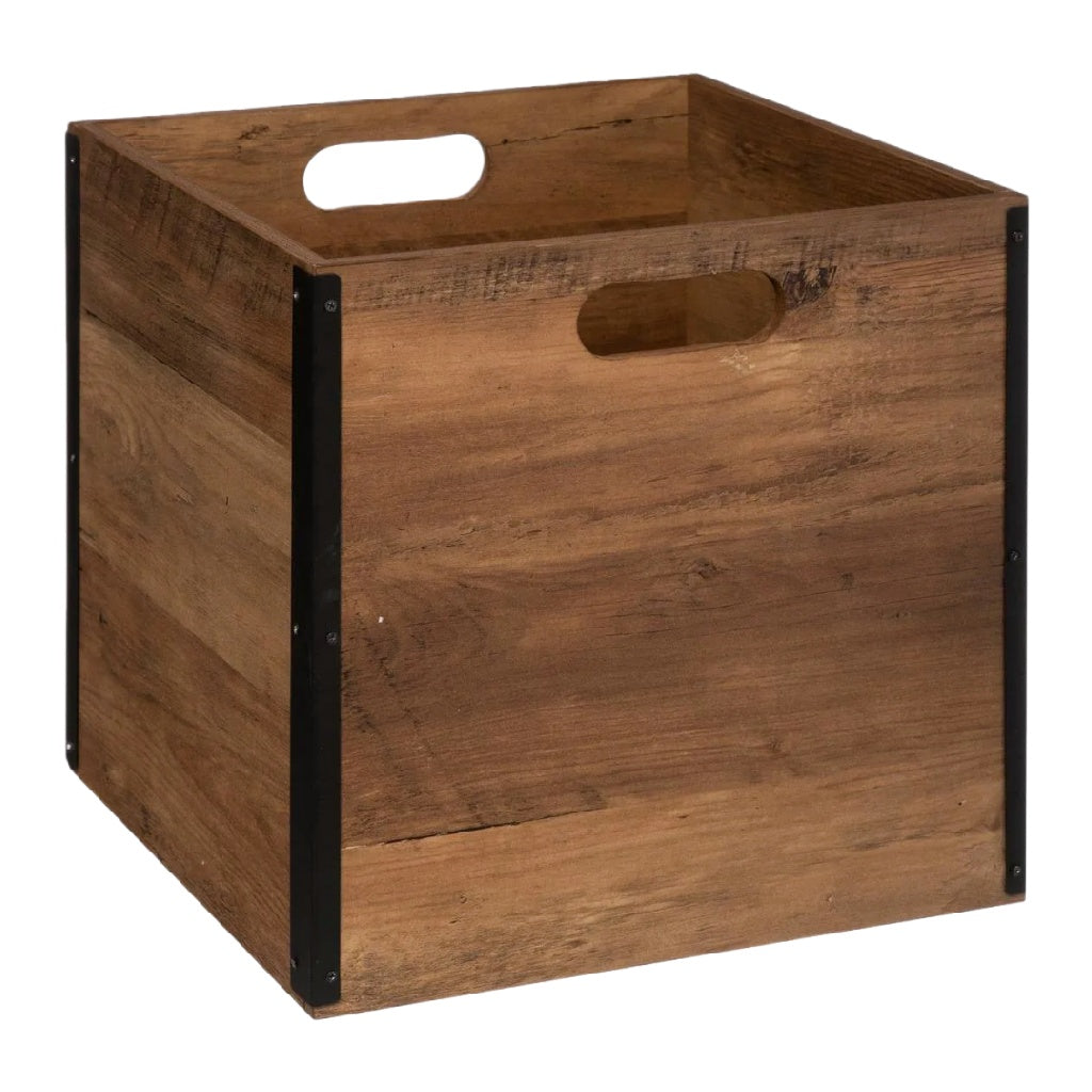 Industriële Houten Opbergkubus met Metalen Frame