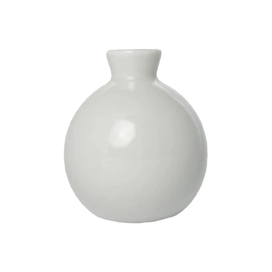 Minimalistische Witte Ronde Keramische Vaas - Kleine Bolvormige Bloemvaas
