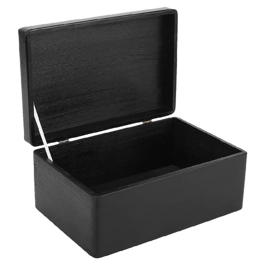 Elegante Zwarte Houten Opbergkist met Deksel
