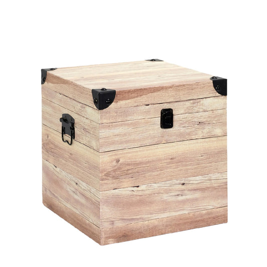Industriële Vierkante Houten Opbergkist met Metalen Details