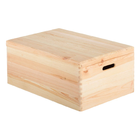 Grote Grenenhouten Opbergkist met Ingefreesde Handvaten